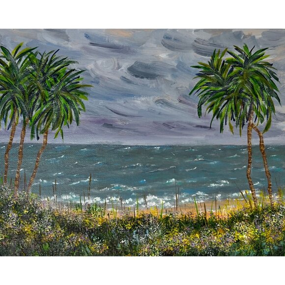 "Before The Storm" Seascape Original Acrylic Painting 8"x10" Unframed - Picture 7 of 7